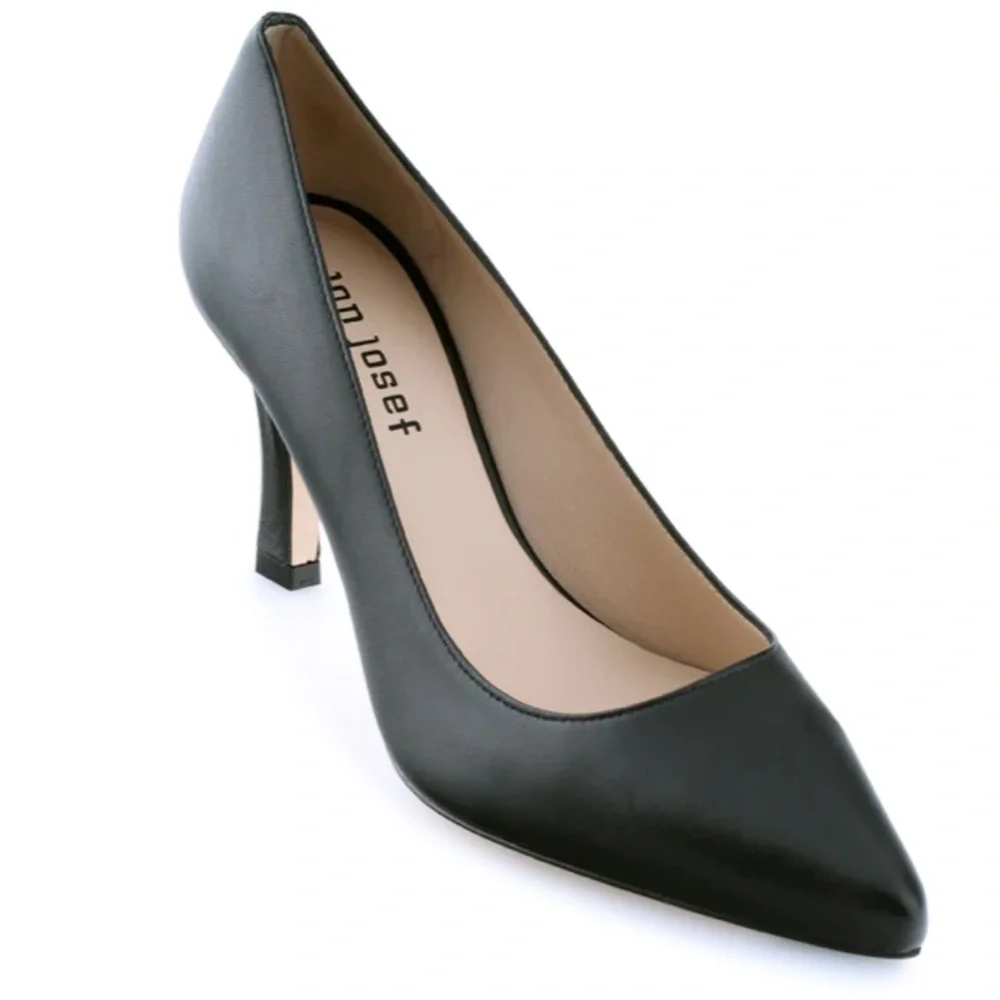 🌸JON JOSEP🌸 Paris Pump Pointed Toe Black Leather Heels Size: 12M